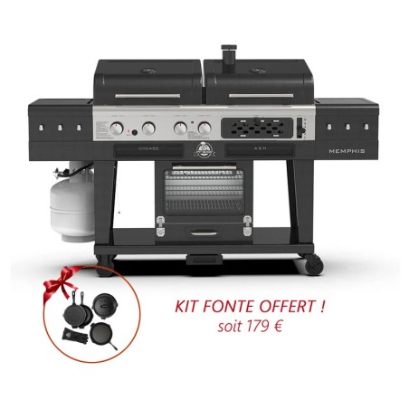 MEMPHIS 3 en 1 - Barbecue combiné + Set casseroles OFFERT