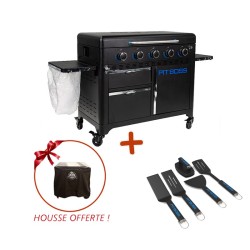 Pack PLANCHA ULTIMATE 5 - Plancha à gaz 5 feux + Housse et ustensiles