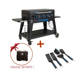 Pack PLANCHA ULTIMATE 4 - Plancha à gaz 4 feux + Housse et ustensiles