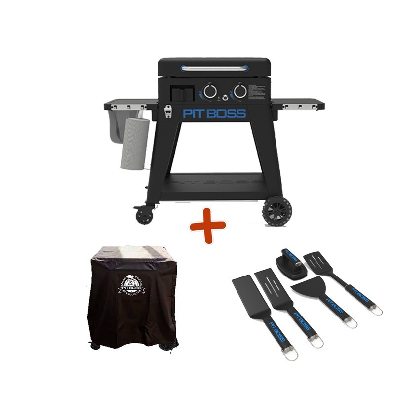 Pack Ultimate Plancha à gaz 2 feux + Housse et kit ustensiles Pit Boss