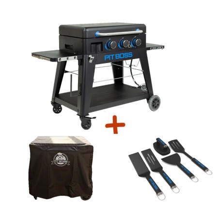 Pack Plancha ULTIMATE 3 feux à gaz Pit Boss + Housse et ustensiles