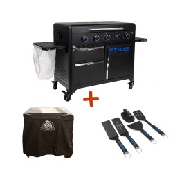 Pack PLANCHA ULTIMATE 5 - Plancha à gaz 5 feux + Housse et ustensiles