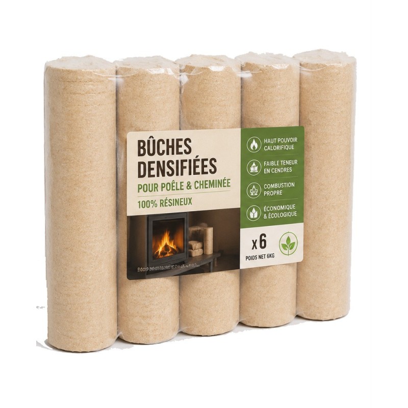 Bûches de bois densifiées - Haut pouvoir calorifique