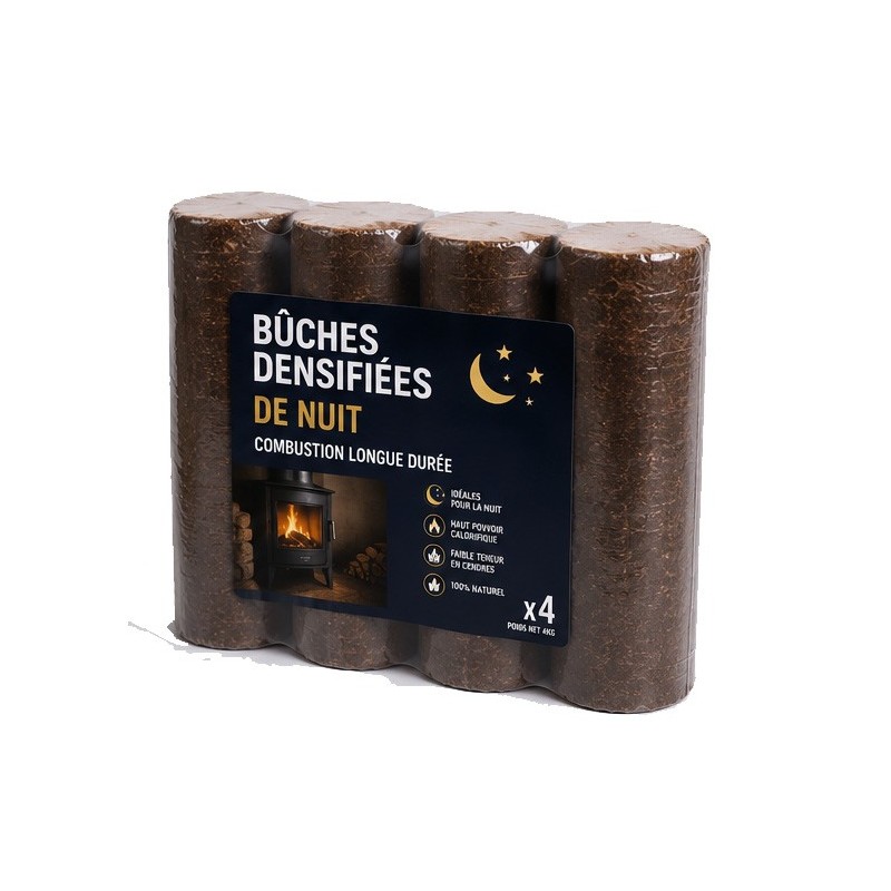 Bûches de bois densifiées longue durée - Bûche de nuit